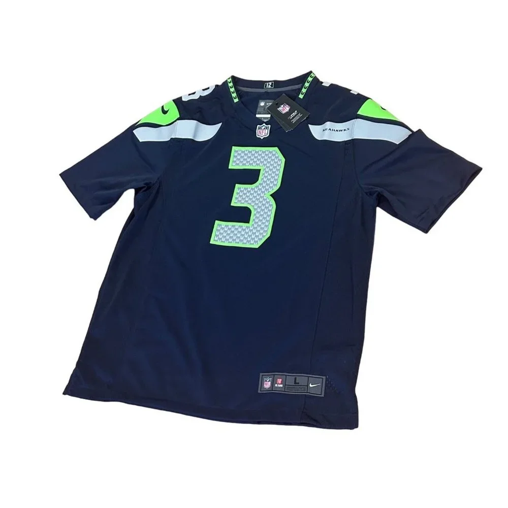 Nike Men’s Seattle Seahawks #3 Navy and Neon Green Jersey NWT